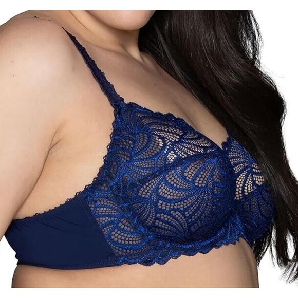 Vanity Fair Indulgence Lace Bra (Size 34D) Underwired Non-Padded Soft Mesh Chic